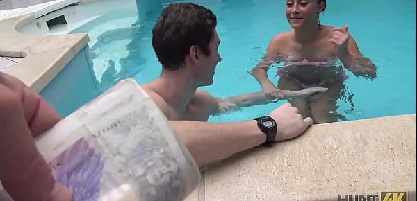  HUNT4K. Cheap slut does her best to stay at spa with her bf